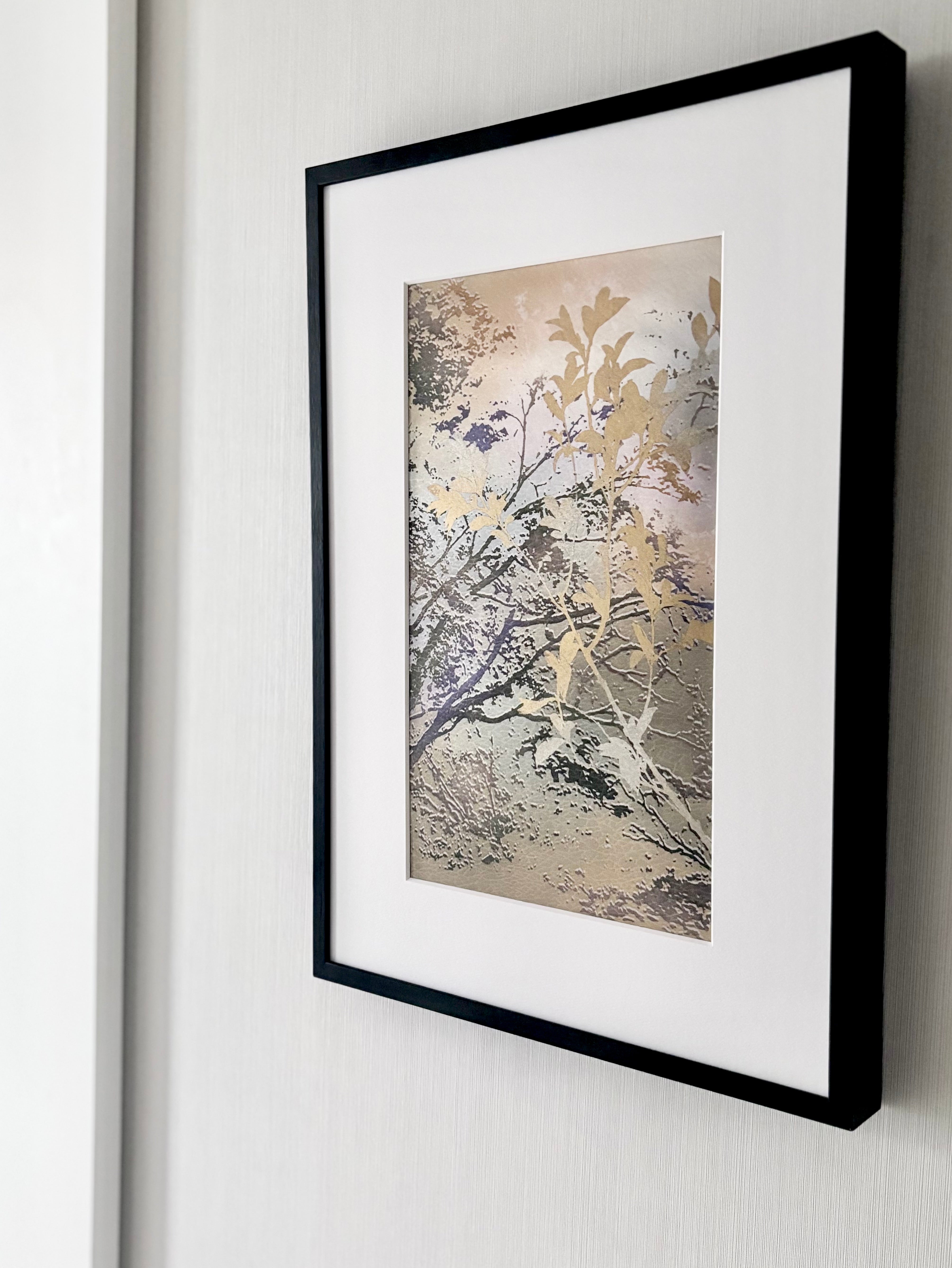 切らない帯額装｜帯ウォールアート】吉祥の帯_LEAF SILHOUETTES-002