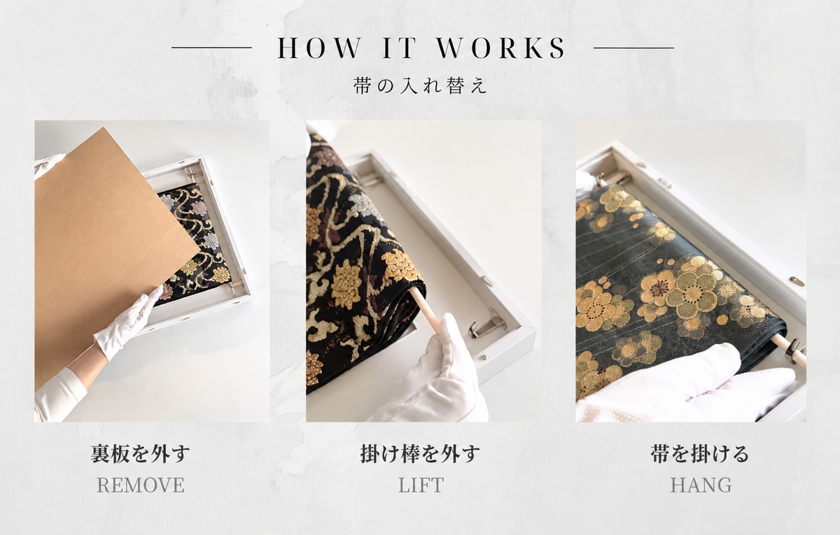帯を切らずに飾る額縁】額縁単品・色：白ーSAKURA JAPANー