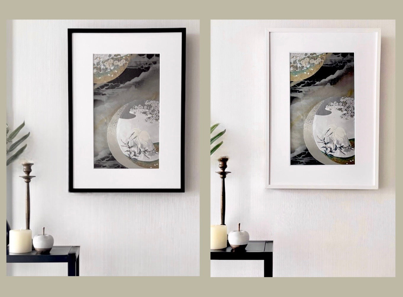 帯を切らずに飾る額縁｜カラーは白と黒の二種類